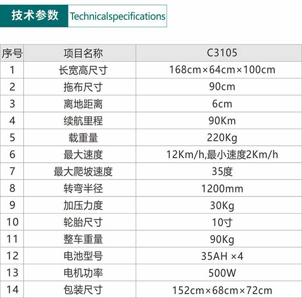 电动普兰尘推车C3105